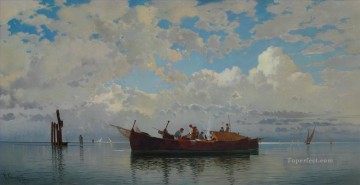 Hermann David Salomon Corrodi Painting - barche da pesca su una laguna di venezia Hermann David Salomon Corrodi orientalist scenery